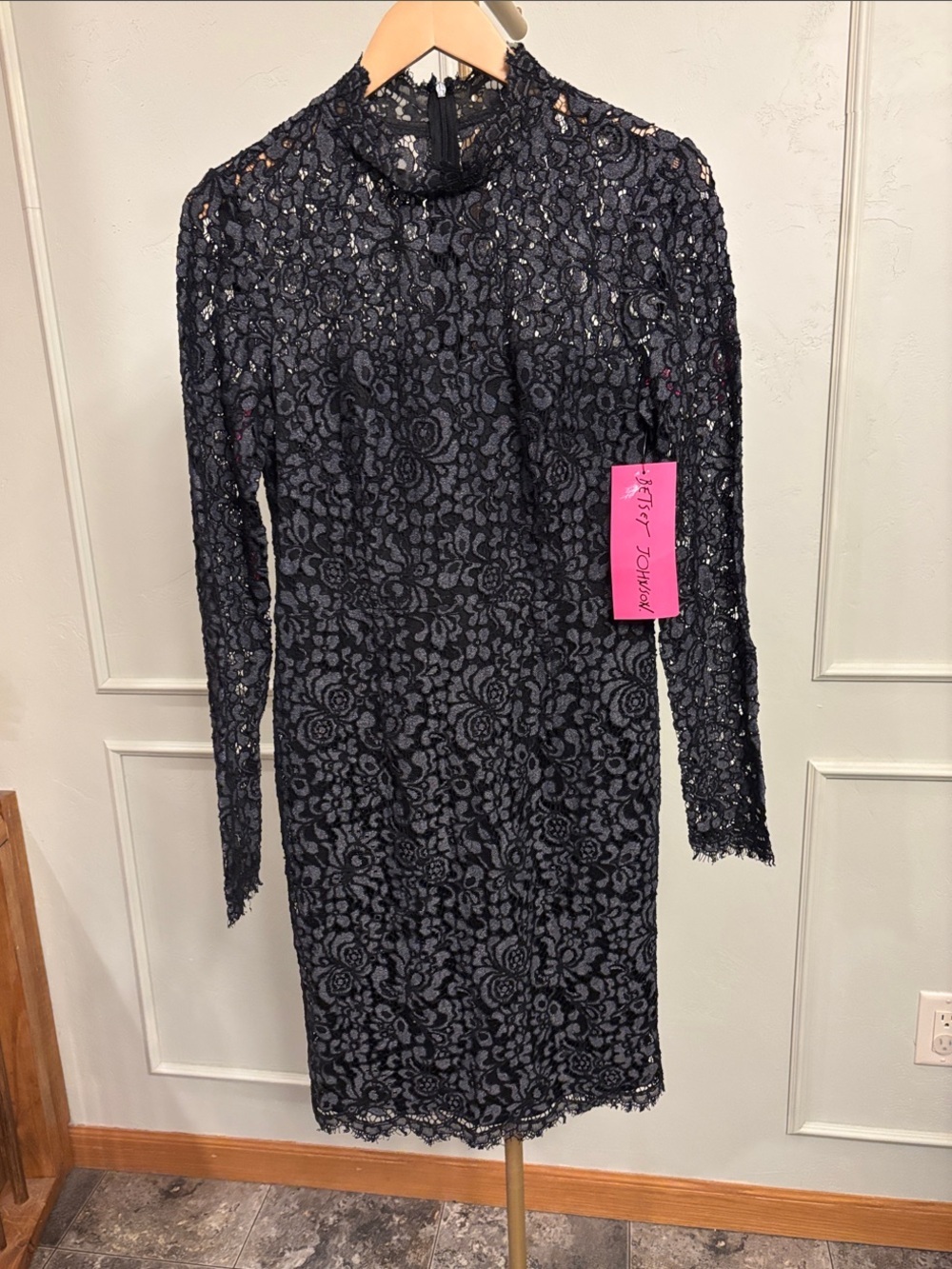 Betsey Johnson Black Lace Dress Cocktail Mini MSRP $109